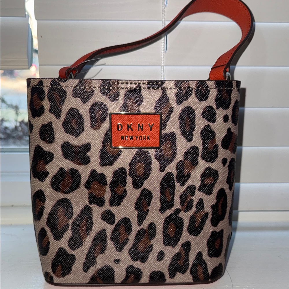 DKNY Animal Print Shoulder Bag - Brown and Black